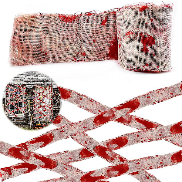Halloween Skummel Stoff Skremmende Blod Gasbind Stoff Draper Døråpninger Vinduer Vegg Gasbind For Halloween Hjemmefest Spøkelseshus Utstyr White 1 Pcs