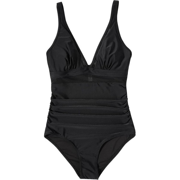 Ferie Sexet Dyb V-Hals Polstret Monokini Badedragt Hel Badedragt Strandtøj til Kvinder Black L