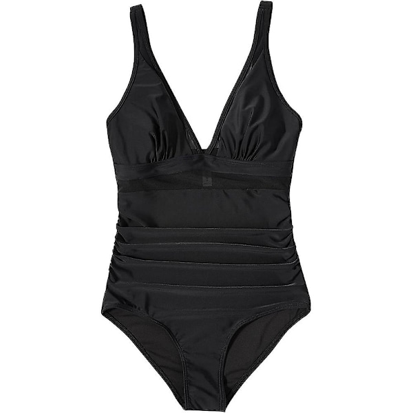 Holiday Sexig djup V-ringad vadderad Monokini baddräkt Baddräkt Baddräkt Strandkläder för kvinnor Black M