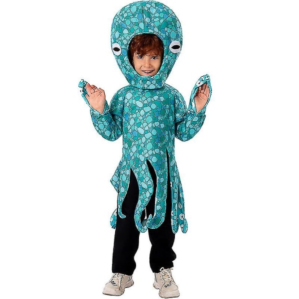 Octopus Cosplay Kostym för barn Havsdjur Jumpsuit Halloween Carnival Party Kostym L