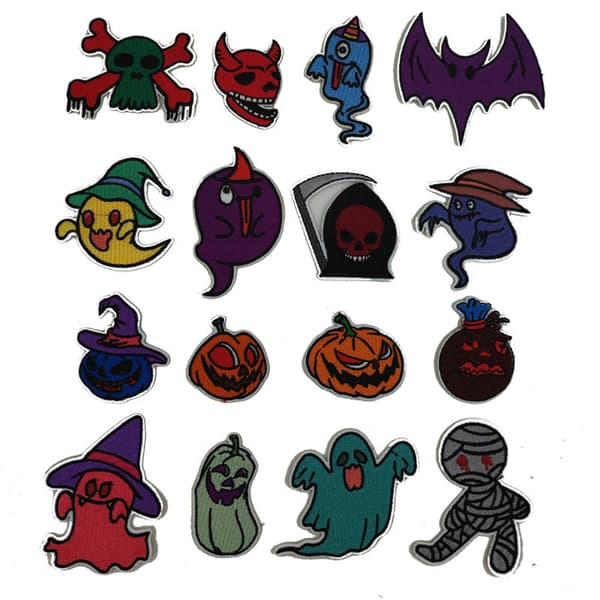 16 stk. Halloween-tema Brodererede Stryge-på-lapper - Assorterede Hal