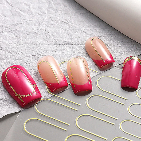 336 stk fransk nail art, 6 ark 3D selvklebende