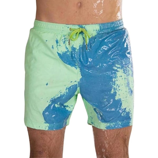 Magiske Badeshorts for Menn som Skifter Farge, Badebukser, Hurtigtørkende Green L