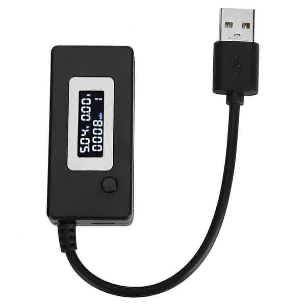 LCD-skærm Baggrundslys USB-detektor Amperemeter Voltmeter Opladningskapacitetstester Måler 4-30V Sort