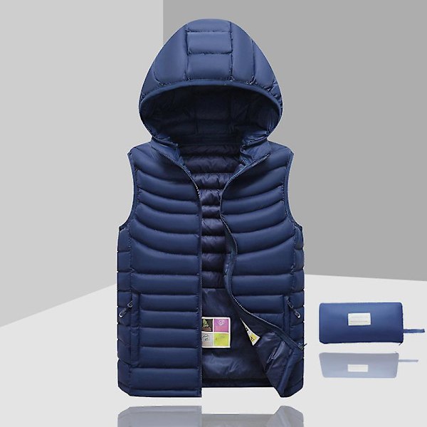 Dunjacka Herr Ärmlös Avtagbar Luva Vinter Lätt Solid Färg Blue XS