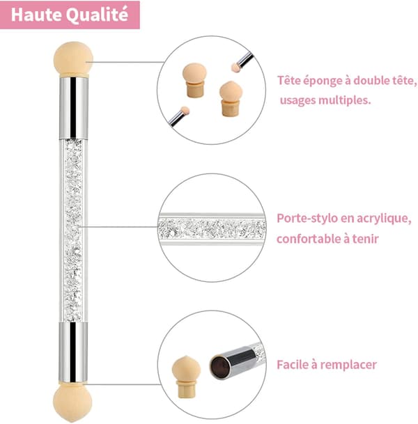 Nail Art Sponge Brush, Double Head Sponge Nail Brush Gradient Nai