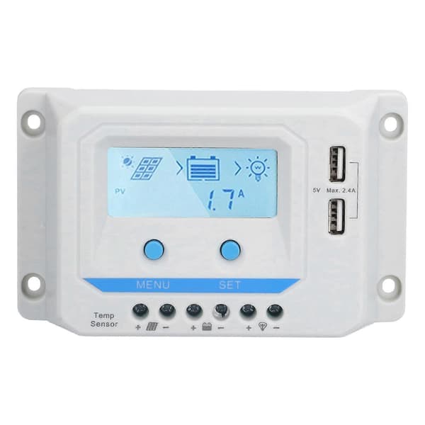 Solcelle ladekontroller LCD kretsbeskyttelse 3-nivå PWM-lading Solcelle ladebeskytter for trafikklys 10A