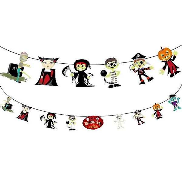 Halloween-bannergirlang, flerfärgad design, vimplar, pumpa, Halloween-dekorationer, rustik väggdekor för Halloween-fest, dörröppning, mantelpiece, Wal Uu