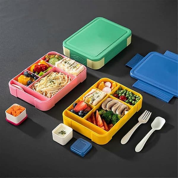 Bento matlåda, barn/vuxen matlåda och besticklåda, matlåda med mikrovågsfack, diskmaskinssäker matlåda A