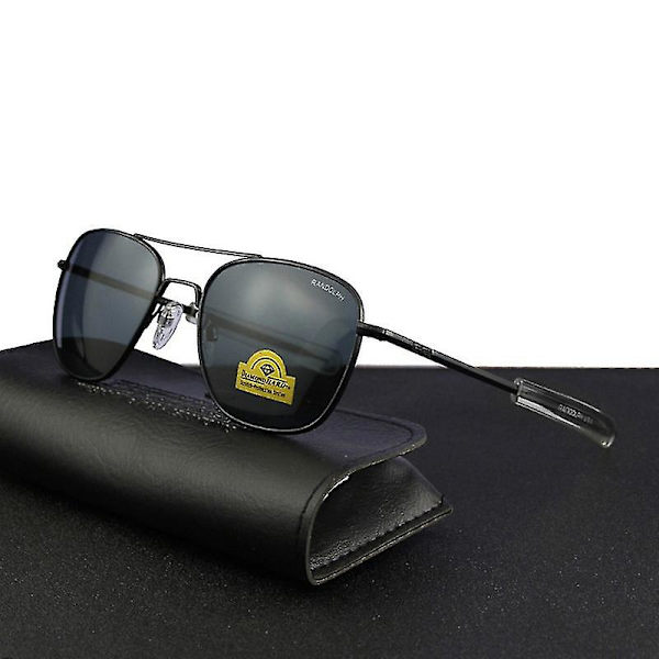 Top Army Randolph Re Solglasögon Glas Män Designer Solglasögon Körning RE-black-gray Size 55mm