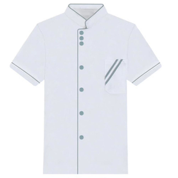 Unisex Kort Langermet Kokkejakke Hotell Kjøkken Service Uniform Arbeidsklær (haoyi) A White and Blue M Long Sleeve