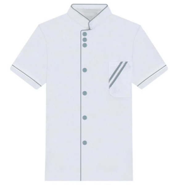 Unisex Lyhyt Pitkähihainen Kokkitakki Hotelli Keittiö Palvelu Uniform Työvaatteet (haoyi) A White and Blue XXXL Short Sleeve