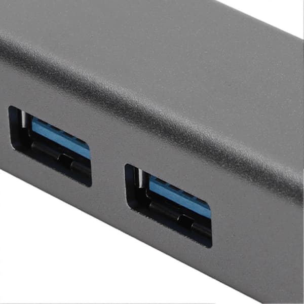 USB3.0 Hub 5 Gbps Plug and Play 4-porters aluminiumslegering USB C til RJ45-adapter for Windows for Linux for OS X sølvgrå