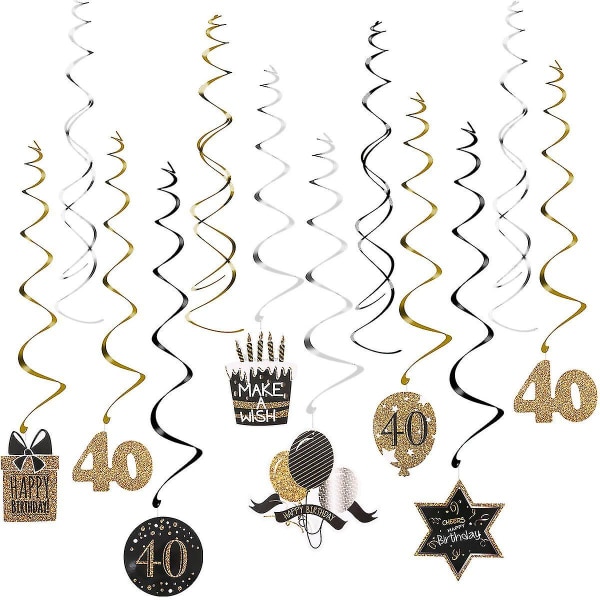 40 Hengende Virvler 40-årsdag Festdekorasjoner 40-årsfeiring 40-årsdag