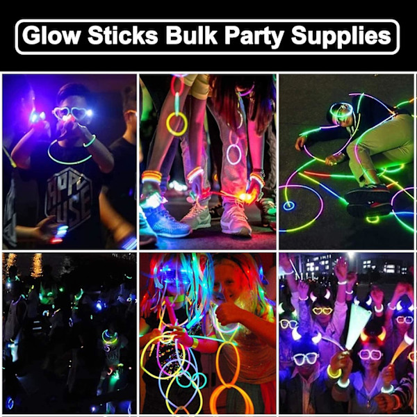 100-pack Glow Sticks Bulk Halloween Party Favors, 8" Glowsticks Light Up Party för Halloween födelsedag Carnival