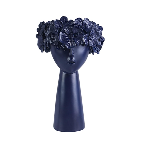 Blomsterkrans Flicka Vas Krona Förvaringslåda Dockhuvud Kruk Barnkammare Dekor Dark Blue