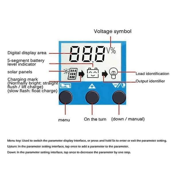 100A MPPT Solar Charge Controller Dobbelt USB LCD-display 12V/24V Auto Solarpanel Oplader Regulator med Belastning