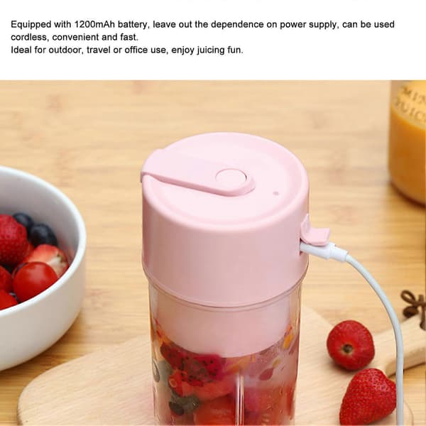 Mini Juicerkopp Bærbar Oppladbar Blender Juicer Multifunksjonell Stor Kapasitet Blenderkopp for Studenter Husholdning Rosa