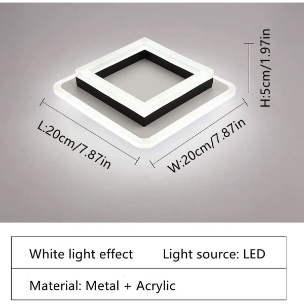 LED Taklampe, 24W Moderne Taklampe, Firkantede LED Taklamper For Soverom Gang Kontor Kit