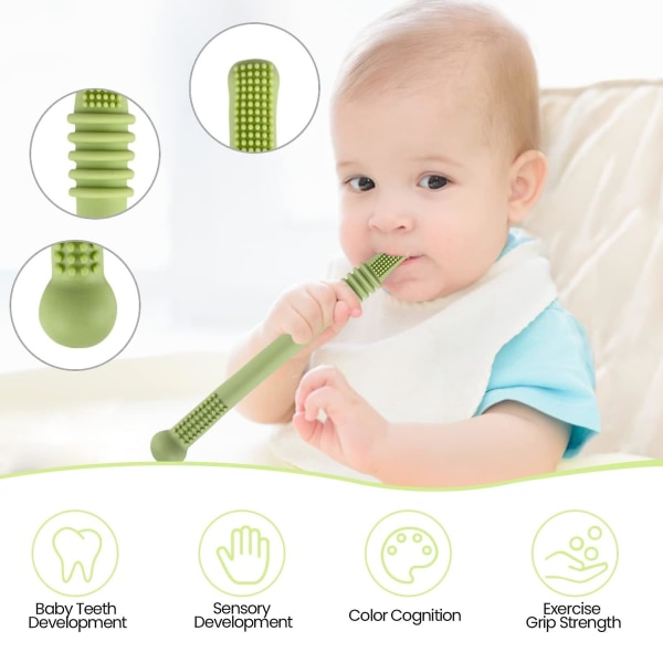 Baby Teething Tubes, Pack Of 5, 6.3 Inches Long, Teething Straws, For Babies Ages 3-12 Months, Food Grade Silicone, Freezer & Dishwasher Safe 1pc light gray