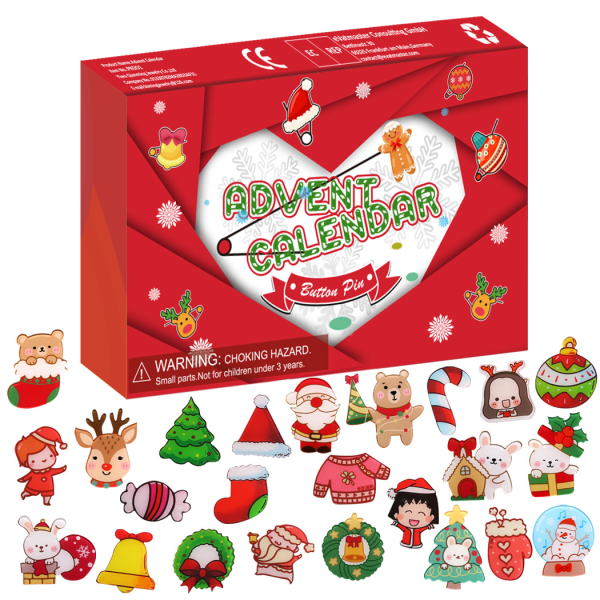 Countdown Christmas Blind Box barnbrosch Toy Straw Gift Box brooch child