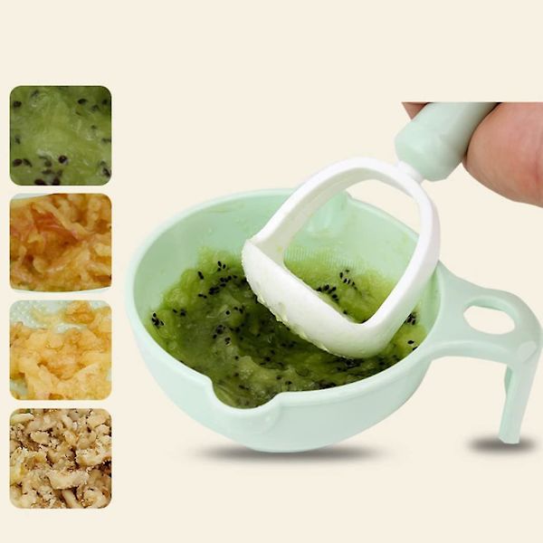 Babymad Kværn Madmoser Maskine Bærbar Baby Feeder Madprocessor Moser Serveringsskål Grøntsager Frugt Ris Kværn, babyprodukter 1 sæt, Grøn)