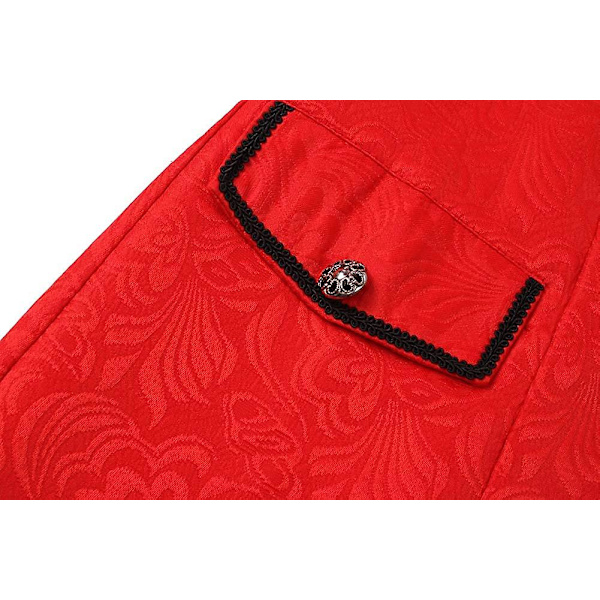Miesten Steampunk Vintage -takki Halloween-asu Retro Gothilainen Viktoriaaninen Frakkitakki Uniformu Red 4X-Large