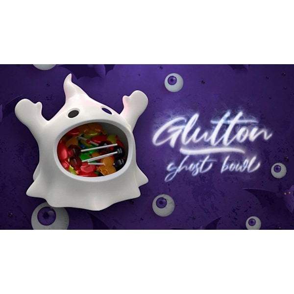 Halloween Glutton Ghost Godteriskål dekorasjonsfest white one size