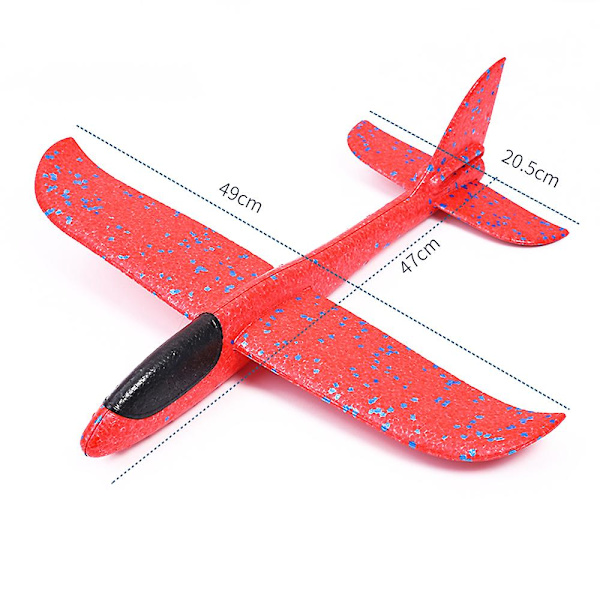 48 cm stort skumflygplan, handkastat flygplan, tröghetsdriven utomhusleksak för barn Red Non-luminous