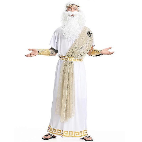Voksen Romersk Konge Gresk Halloween Kostyme Gud Menn Zevs Kostyme Clothing M