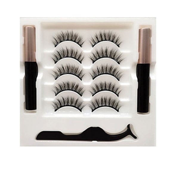 Magnetiska ögonfransar och eyeliner Kit 5 par naturligt utseende lösögonfransar med magnetisk eyeliner pincett Lätt att applicera 11