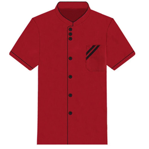Unisex Kort Langærmet Kokkejakke Hotel Køkken Service Uniform Arbejdstøj (haoyi) A Red and Black XXL Long Sleeve