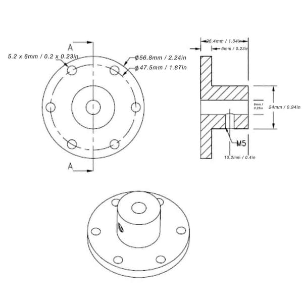 6mm Flensakselkobling Universal Aluminium Akselmonteringsnav for DIY RC Modellmotor