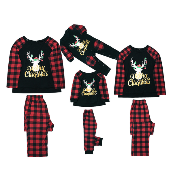 atchande set för familj julpyjamas Mom M