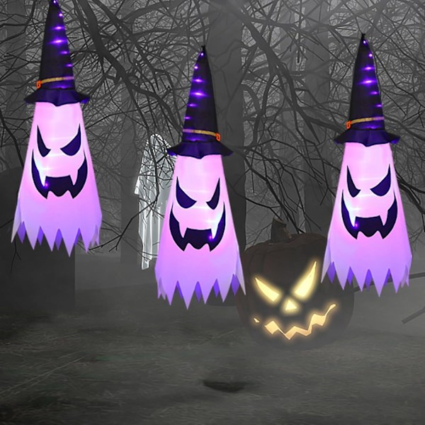 Halloween Dekorasjoner Utendørs Dekor Hengende Lysende Glødende Spøkelse Heksehatt Halloween Dekorasjoner Innendørs Utendørs Ornamenter Salg Halloween Fest