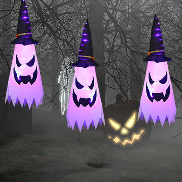 Halloween Dekorationer Utomhus Dekoration Hängande Ljusa Glödande Spöke Häxhatt Halloween Dekorationer Inomhus Utomhus Prydnader Rea Halloween Fest