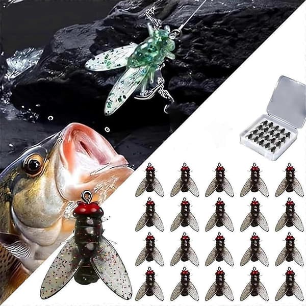 Bionisk fluefiskemadding (20 STK) - 2024 Nye ørredjigs, swimbaits, tørfluer, basfluefiskelokkesæt, saltvand stor