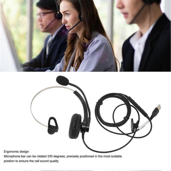 Enkeltøret kablet headset støjreducerende HD-opkaldstelefonheadset til callcenter, kontor, forretning, onlinekursus USB-interface
