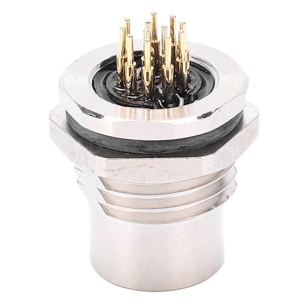 Jack Socket Panelmontert Hull F1 Loddetråd Metallkontakt 12 Pin Vanntett IP67 M12?F1?S12