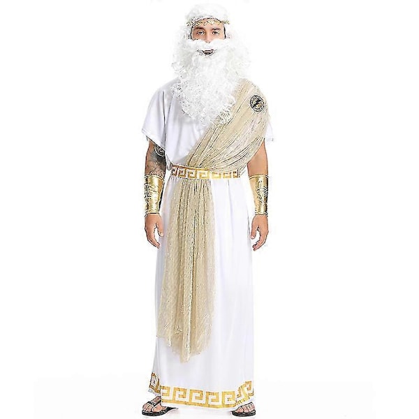 Aikuisten Rooman Kuningas Kreikkalainen Halloween Naamiaisasu Jumala Miehet Zeus Puku Adult Wig M