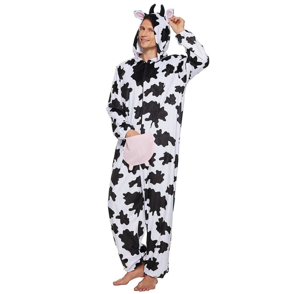 Haoween Pyjamas Vuxen Cow Down Käder Mjök Spea Kostym Cospay Kostym L l