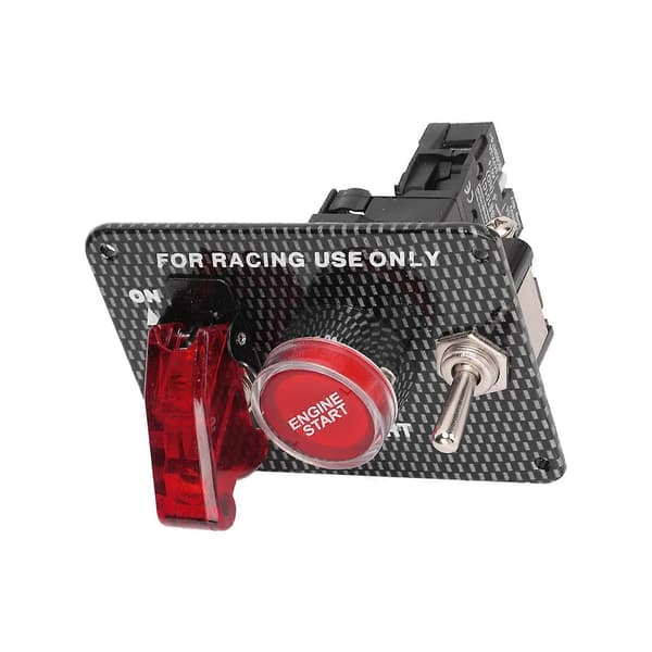 Universal kulfiberstil 12V tændingskontaktpanel aluminiumslegering motorstart trykknap til bil