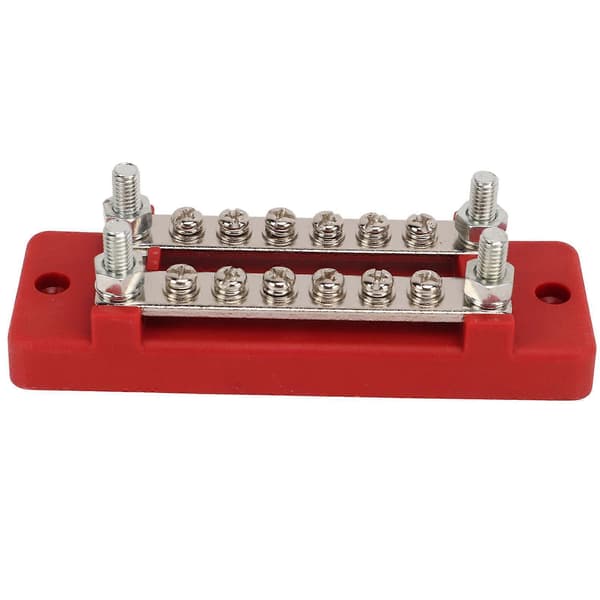 Stud Power Distribution Block Rustfrit Stål Fordelingsterminal Studs Blok til Bil Marine Båd 150A 300V Sort Rød
