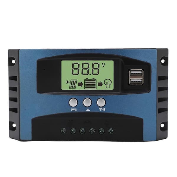 Solcelle ladekontroller 12V 24V Intelligent Identifikasjon MPPT Lading LCD-skjerm Solcellepanel Laderegulator 30A (10A Utladning)