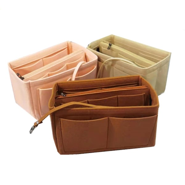 2023 Ny Beste Rabatt Reiseorganisator Håndveske Filtveske Tote Liner Håndveske Pose Innlegg Dame 3 størrelser Aprikos qd Apricot 22*11*13