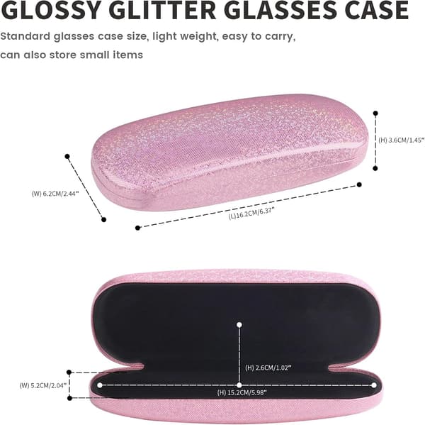2 deler rosa og hvit glitter hardt etui for briller, bærbar