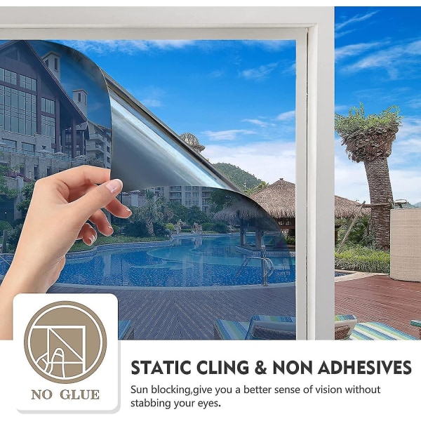 Envägs spegel fönster sekretessfilm dagtid anti UV solskydd värmekontroll reflekterande fönstertoning Silver silver 50x300 cm