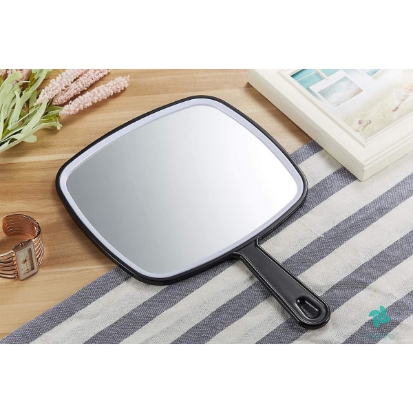 Handspegel, extra stor svart handhållen spegel med handtag, 18.8&quot; B X 15.4"; L