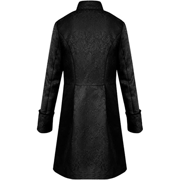Miesten Steampunk Vintage -takki Halloween-asu Retro Gothilainen Viktoriaaninen Frakkitakki Uniformu Black X-Large