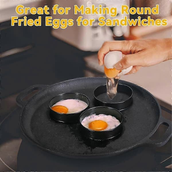 6 stk. Crumpetringer, 4 tommer dobbeltvalsede runde kake-, terte-, kjeks-, egg- og burgerringer i rustfritt stål for baking og matlaging